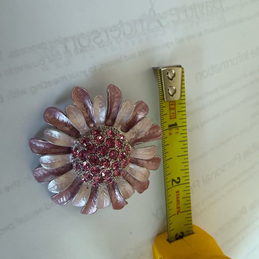 Elegant Pink Floral Brooch/ pendent loop for necklace chain